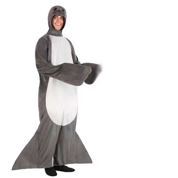 Зимний фланелевый теплый взрослых дети мультфильм животных море комбинезон Лев