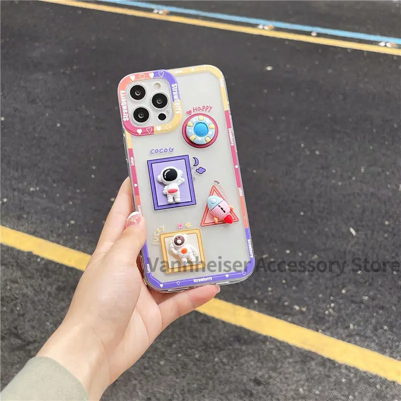 3D Cute Pink Bear Epoxy Protect Case For Xiaomi Mi 11 10 9SE Pro CC9 Redmi K30 K40 K20 10X Note 6 7 8 9 PRO 4G 5G Back Cover |