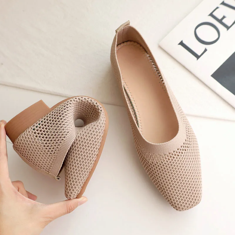 

bean shoes women's spring/summer 2021 new style woven with flying shallow mouth and breathable one pedal woven grandma shoes