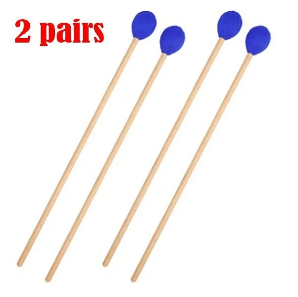 

2 Pairs Medium Marimba Mallets Beech Handle Xylophone Glockensplel Mallet Handle Percussion Instrument Acces Blended Primary