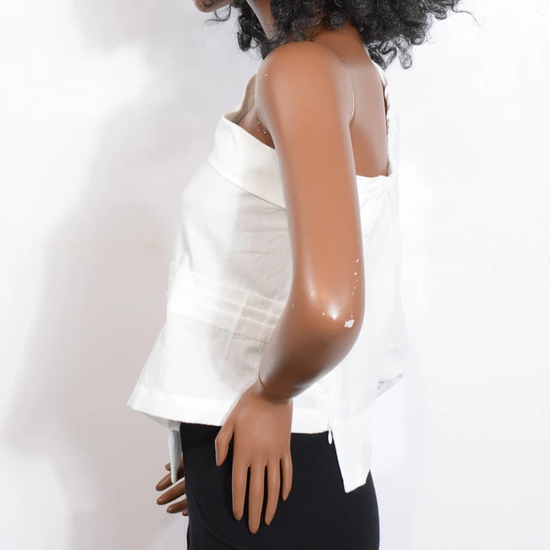 Женская блузка на одно плечо белая с неровным краем весну лето 2019|Блузки| |
