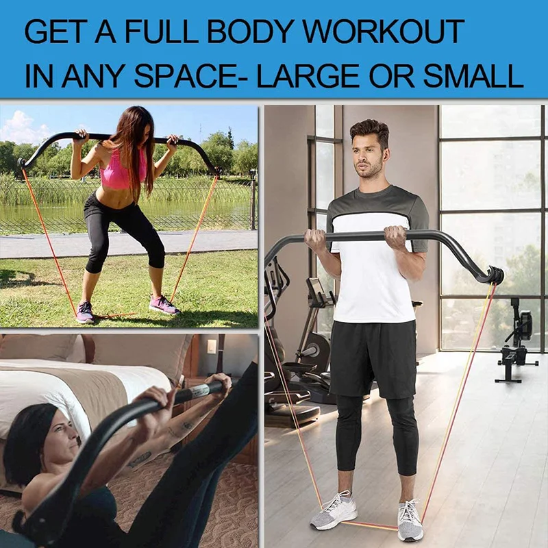 구매 휴대용 저항 밴드 세트 피트니스 바 활 운동 역도 훈련 키트 전신 운동 장비 홈 체육관