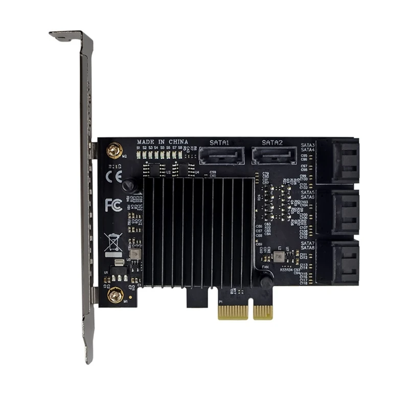 

Mini 8 Ports SATA-3.0 to PCIe Expansion Card PCIE X1 -SATA Adapter Hard Disk CD Burner Converter for NAS Computer Server