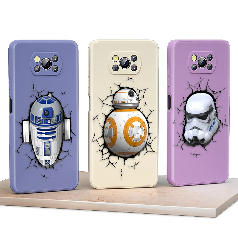 

tar Wars Cartoon Cool BB8 For Xiaomi POCO F3 11T Mix4 10S X2 10 M2 M3 Lite F3 Pro 5G Liquid Silicone Soft Cover Phone Case