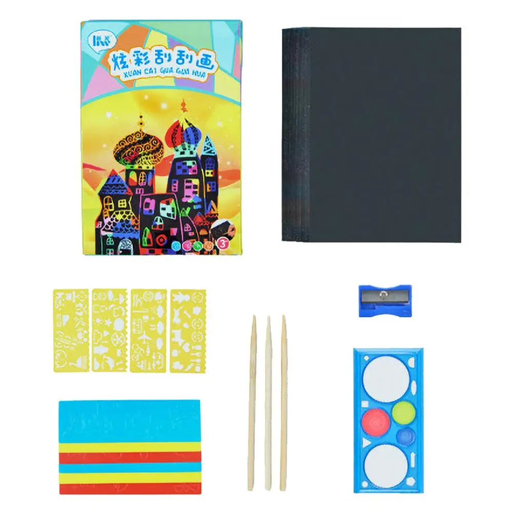 

50pcs Scratch Paper Art Magic Rainbow Scratch Paper Note Off Set Scratch Crafts Arts Supplies For Kids Kits Pads Sheets Board
