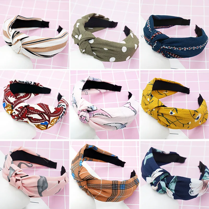 Женская повязка на голову в богемном стиле винтажная эластичная с узлом тюрбаном