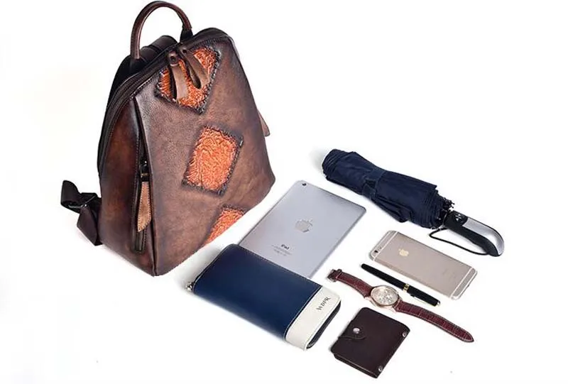Женский кожаный рюкзак, винтажный рельефный рюкзак Mochila Feminina, повседневный женский рюкзак, женская сумка на плечо, рюкзак для путешествий