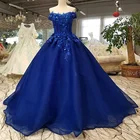 Роскошные Синие Бальные платья милой вышивки бисером с аппликацией, бальное платье на шнуровке с открытой спиной для выпусквечерние вечера