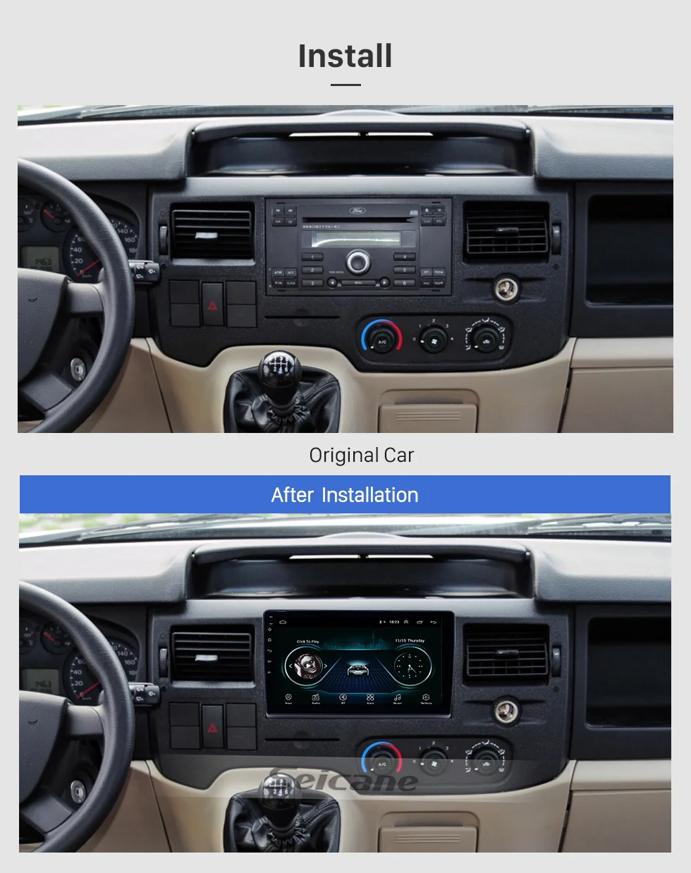 Seicane 10,1 дюймов Android 8,1 Автомобильный gps радио для 2009 2010- Ford транспорт поддержка Carplay SWC 2din автомобильный мультимедийный плеер