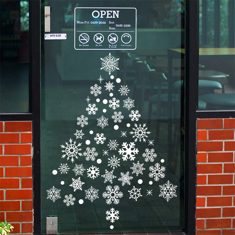 Рождественская Снежинка Электростатическая Наклейка для окна детской комнаты