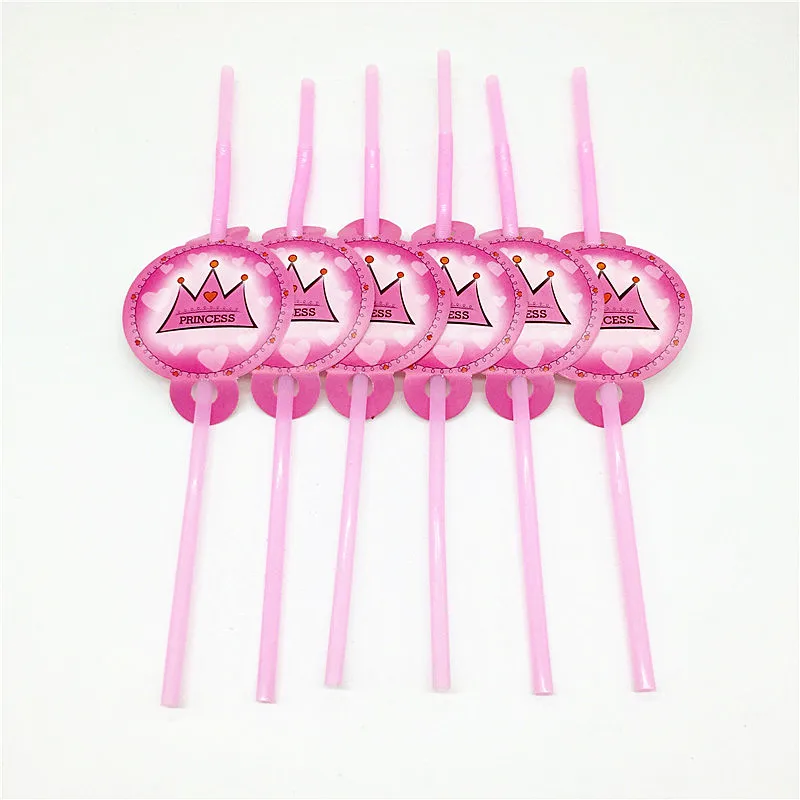 10 шт./лот соломинки в виде розовой короны принцессы детские бумажные для дня