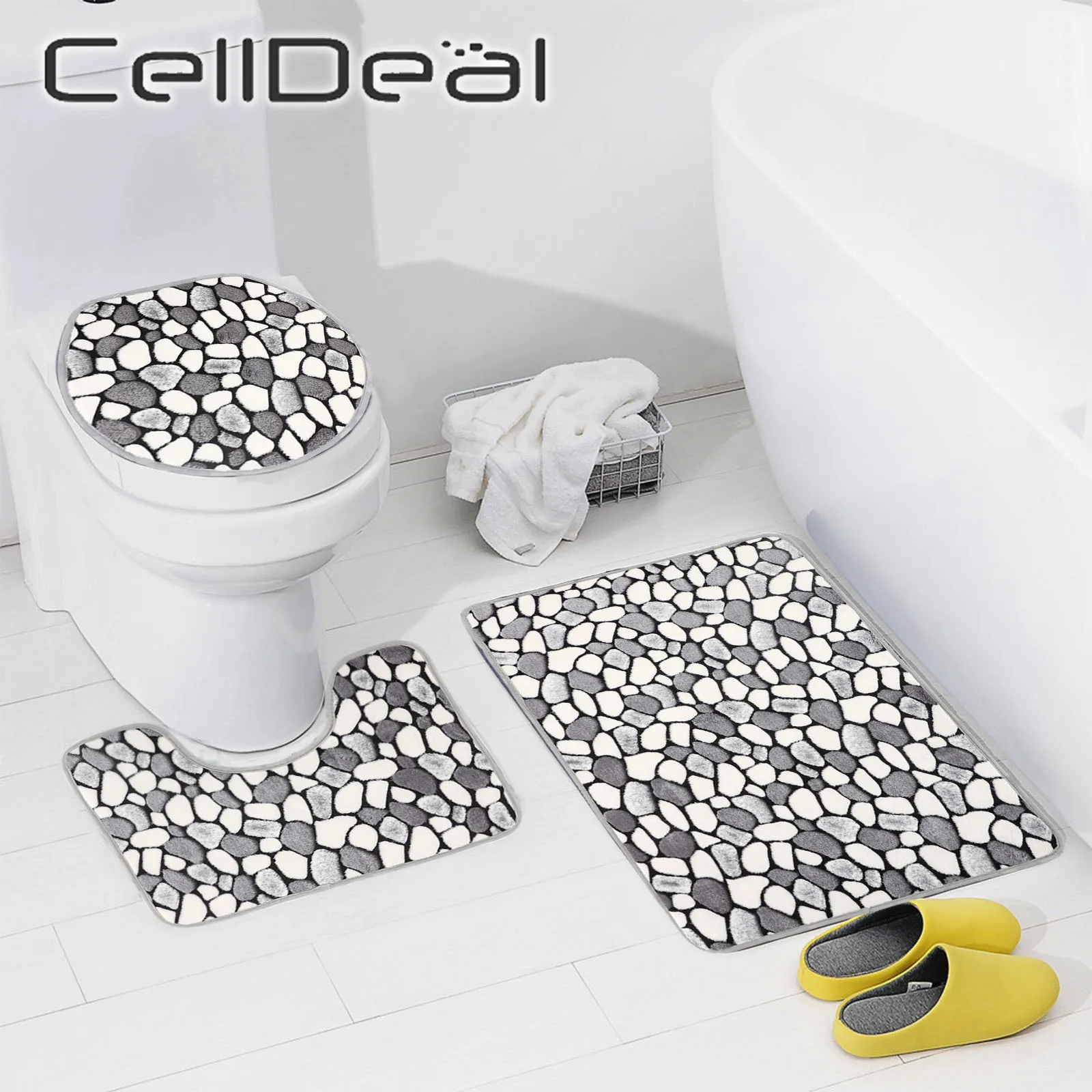 

2/3Pcs Badkamer Mat Set Geplaveide Flanel Anti Slip Douche Tapijten Toliet Side Tapijt Toiletten Zitkussen Thuis decoratie
