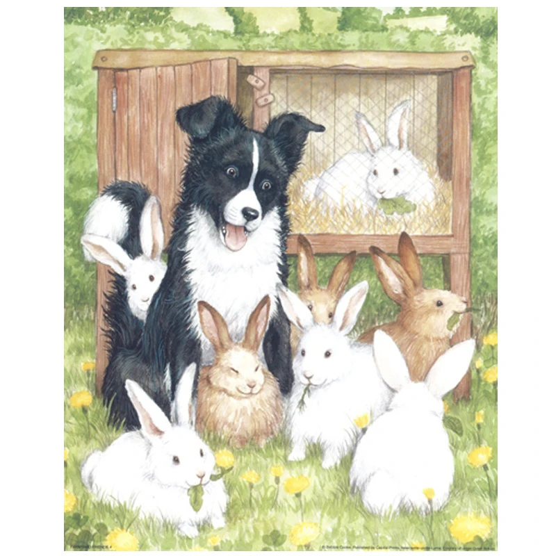 Квадратная круглая алмазная живопись винтажная ферма животные бордюр колли