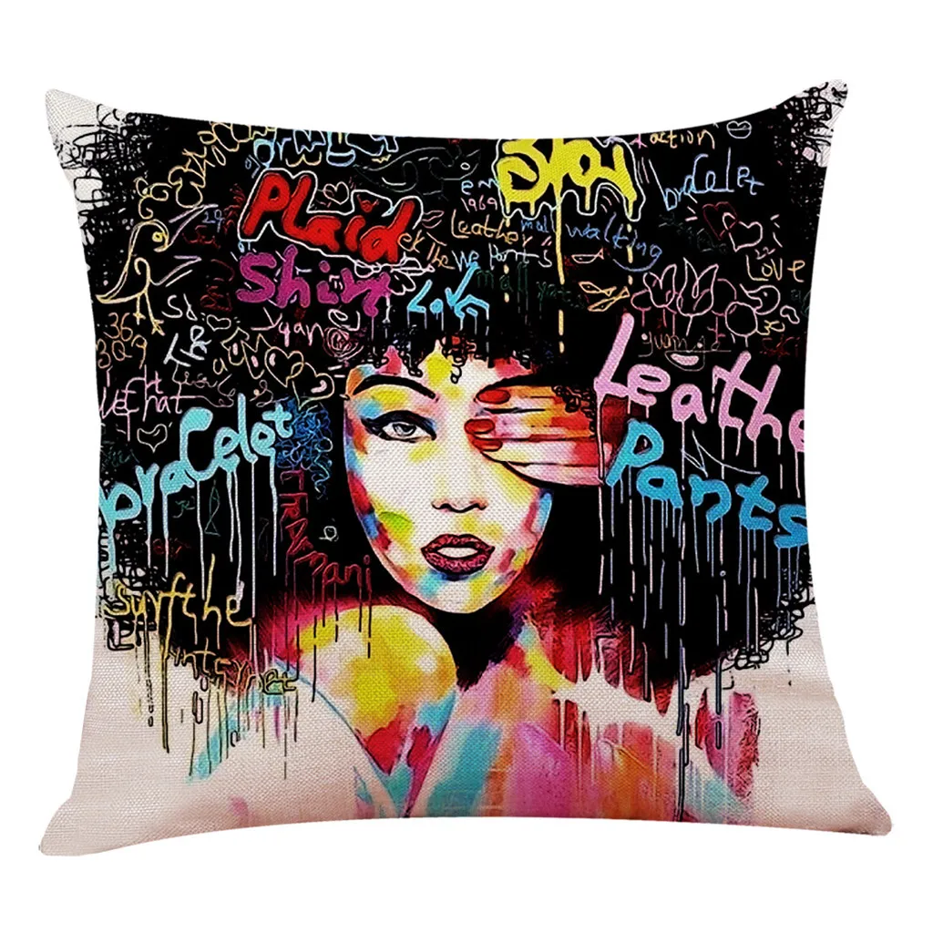 Наволочка модная АФРИКАНСКАЯ ДЕВУШКА Дамская картина маслом семейное