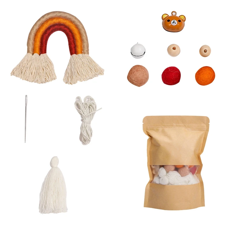 

1set Baby Bed Bell Set DIY Handmade Weave Toys Rainbow Bear Bell Exercise Children Hands-on Ability Kid Room Fecoration BabyGift