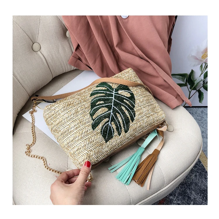 

Woven Rattan Bag Square Straw Shoulder Bag Small Beach HandBags Women Pineapple Design Summer Handmade Messenger Crossbody Bags