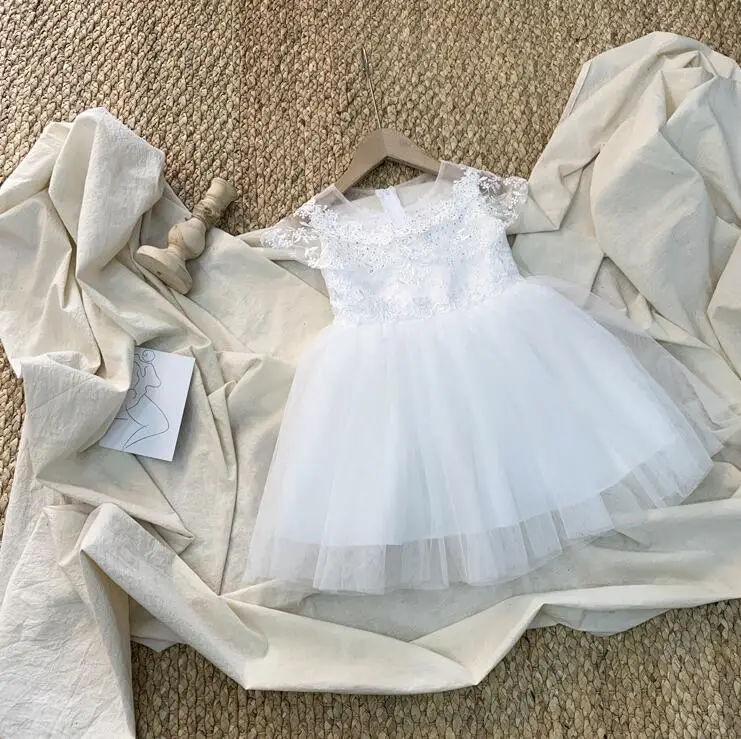 Новинка 2020 года детские кружевные сетчатые весенние платья с бусинами