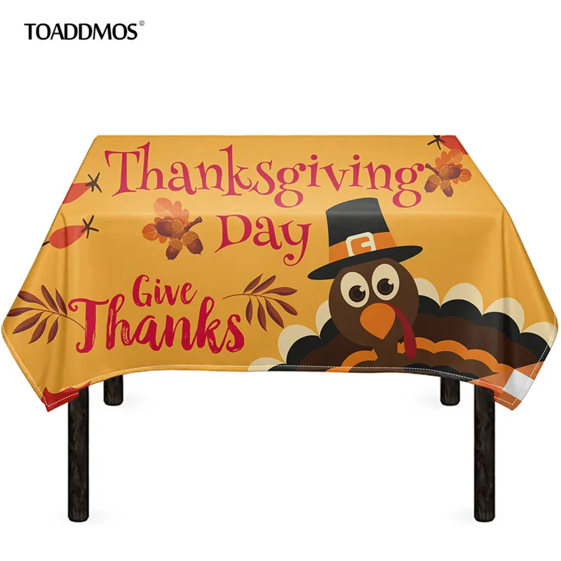 

TOADDMOS Cute Turkey Print Table Cloth for Thanksgiving Decor Waterproof Dining Table Cover Kitchen Tablecloth Home Decoration