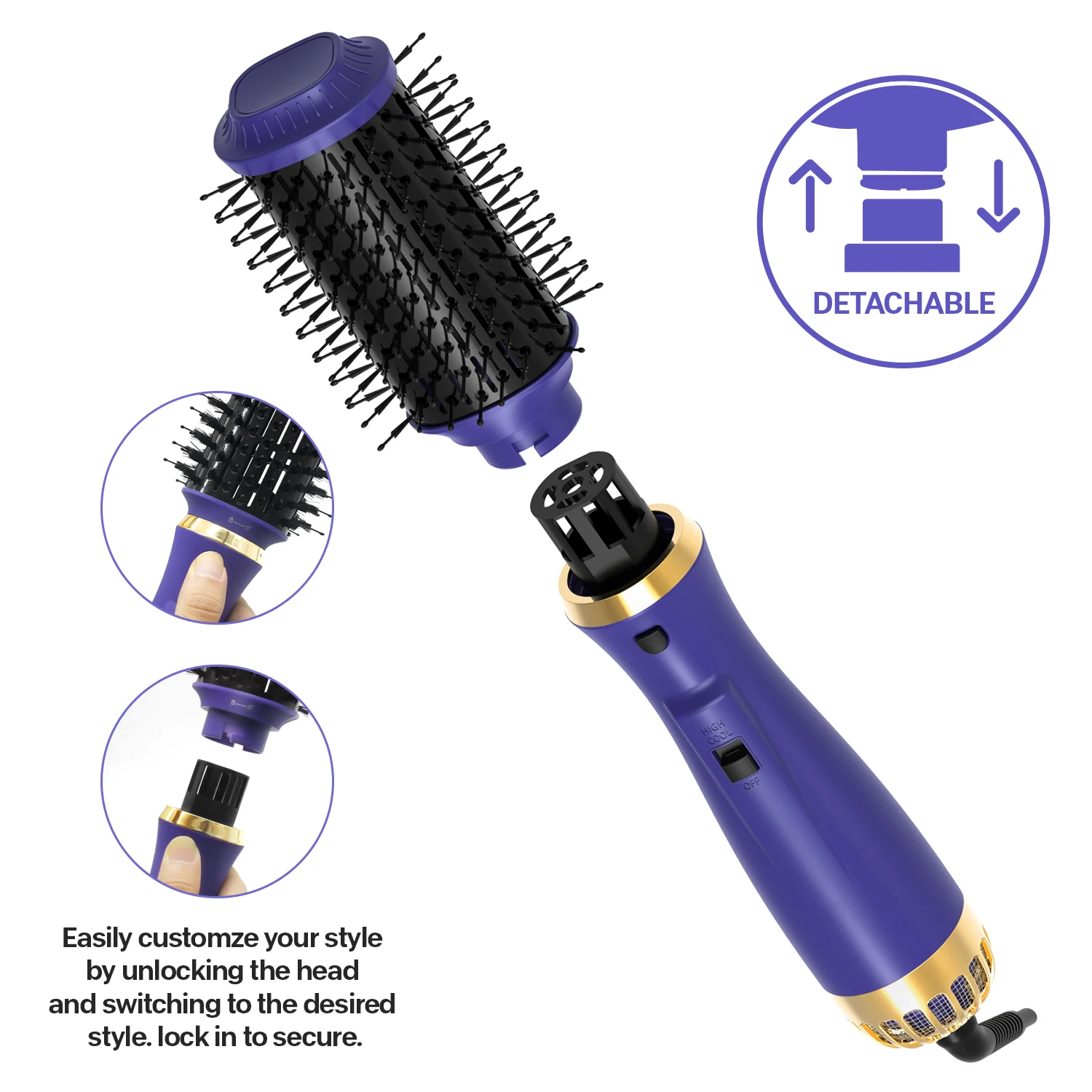 

One Step Hair Dryer & Volumizer 1200W Rotating Hot Air Brush Professional Blow Dryer Comb Brush Electric Ion Blow Dryer