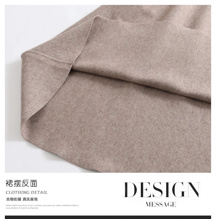 

SHUCHAN Knitting Midi Skirt Vintage A-Line Mid-Calf Skirt Women 2020 Winter Faldas Mujer Moda Long Skirts for Women