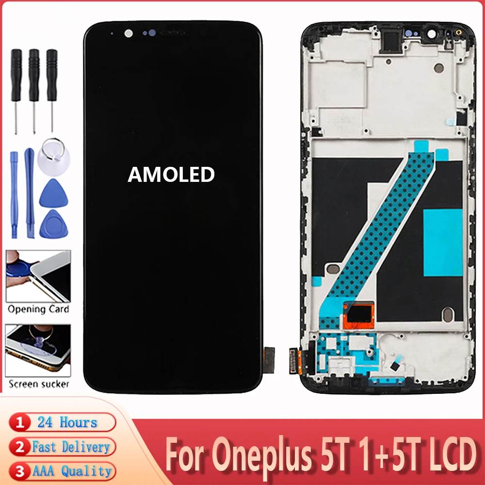 Оригинальный сенсорный ЖК-экран 6 01 дюйма для Oneplus 5 T 1 + сменный ЖК-дисплей с рамкой