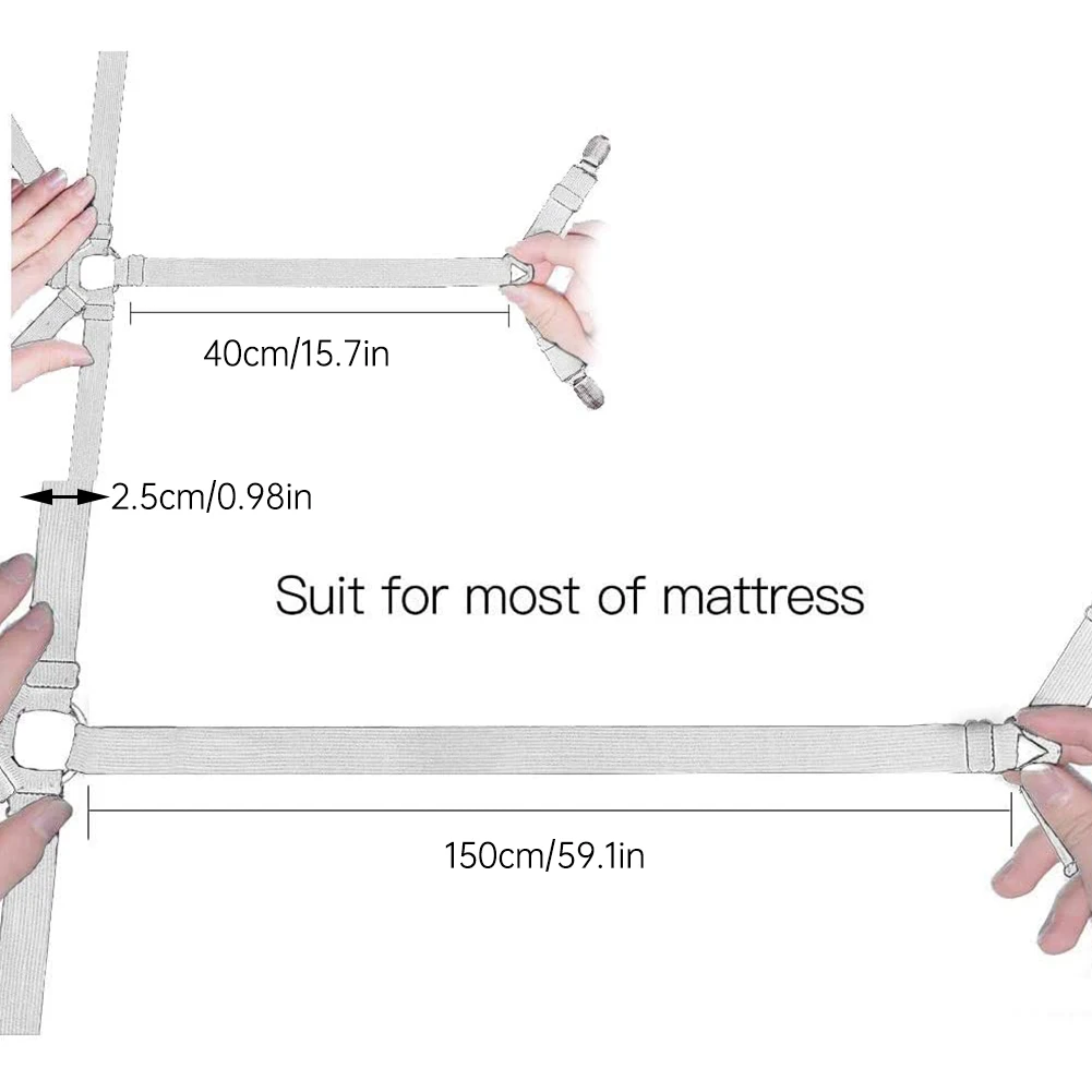 

Bed Sheet Clips Grippers Fasteners 3 Way 6 Sides Sheet Suspenders Elastic Sheet Holders Mattress Clips Straps - Adjustable Fitte
