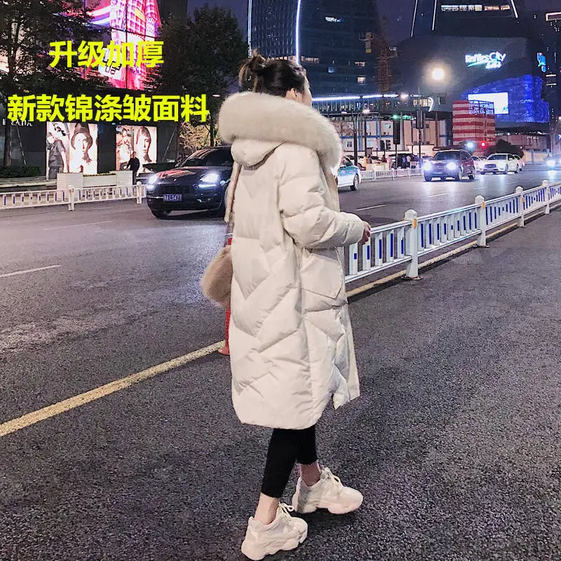 

Female Long Section Korean Students Women's Winter Jacket Fashion Winter 2020 New Fur Winter Long Coat Thick Ladies Cotton Jacke