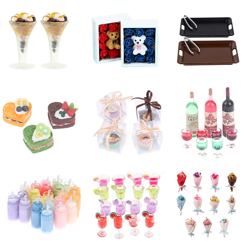 

Миниатюрные торты для кукольного домика, подарки, цветы, наклейки для кукольного домика