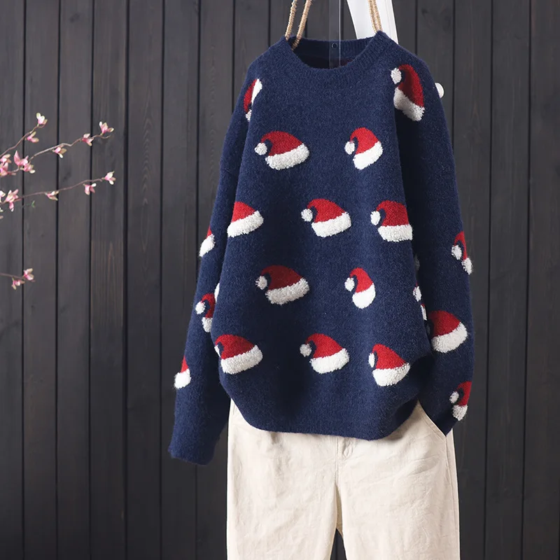 

Pullover Women christmas 2020 Sweaters Christmas Print Long Sleeve Straples Collar Top sweater christmas sweater women cloths
