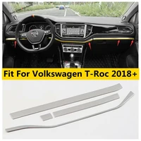 for vw volkswagen t roc 2018 2022 dashboard instrument panel strip decoration cover trim stainless steel interior accessories
