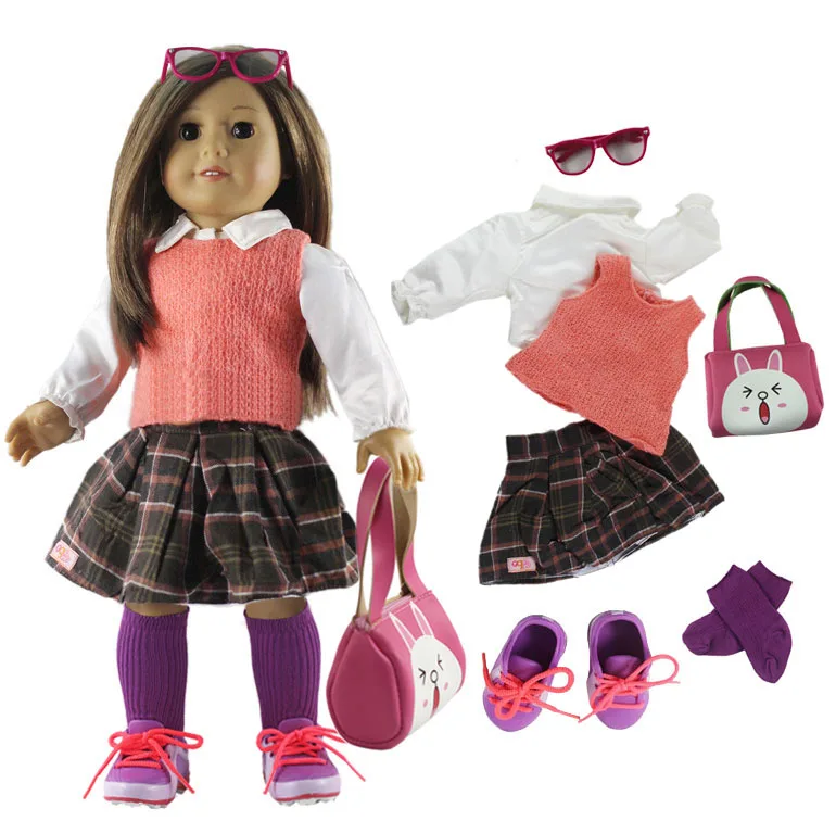 1 Set Doll Clothes Outfit Top+vest+skirt for 18 inch American Many Style Choice | Игрушки и хобби