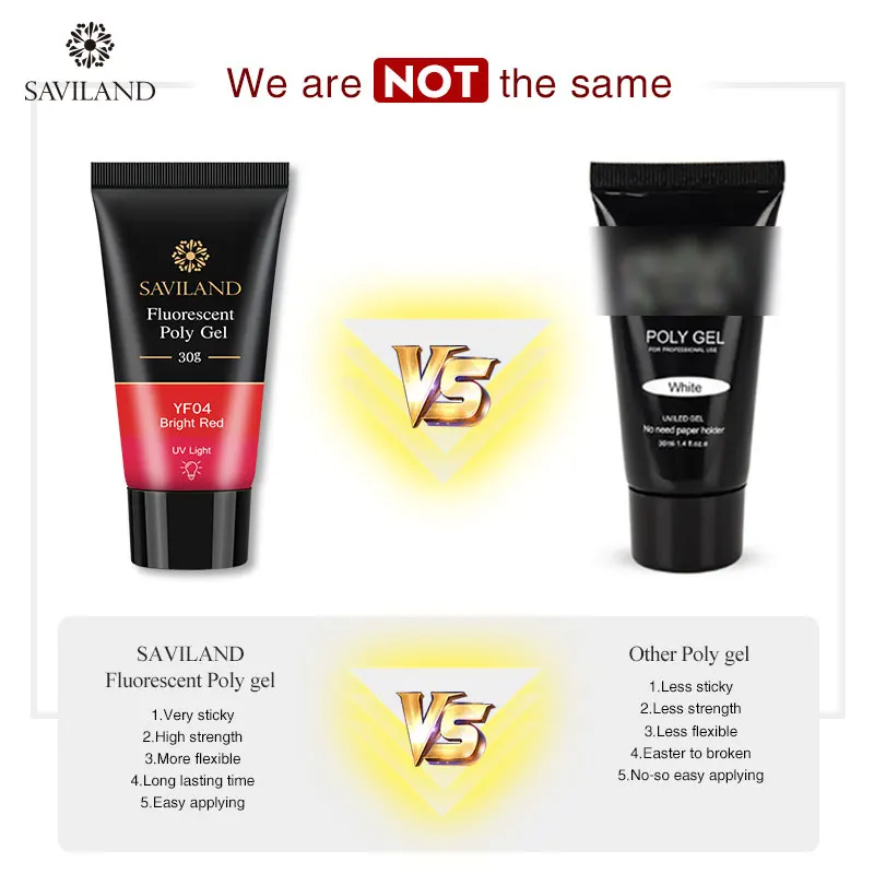 Неоновый полигель SAVILAND для ногтей Гель-лак быстрого наращивания УФ прозрачный