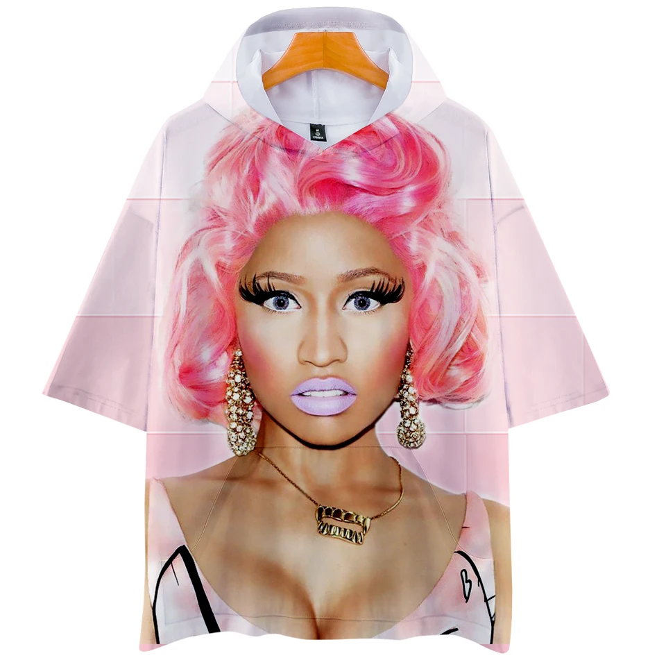 FRDUN TOMMY Nicki Minaj 3D Pop Short Sleeve Hoodie Women Soft Fashion Autumn Warm Hip Hop Hoodies Clothes 4XL | Мужская одежда
