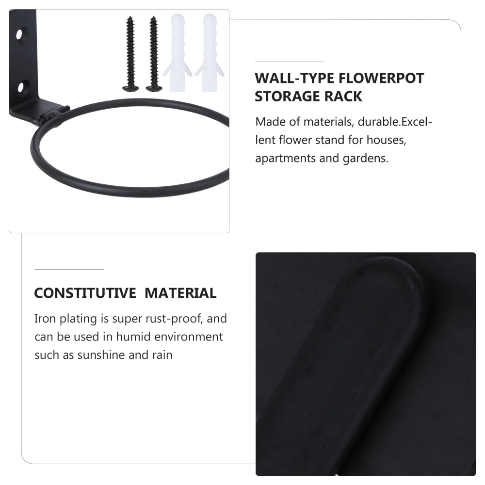

3pcs Wall Mounted Flower Pot Tray Metal Iron Ring Flowerpot Wall Bracket Planter Tray (13.5x11x6.5cm)