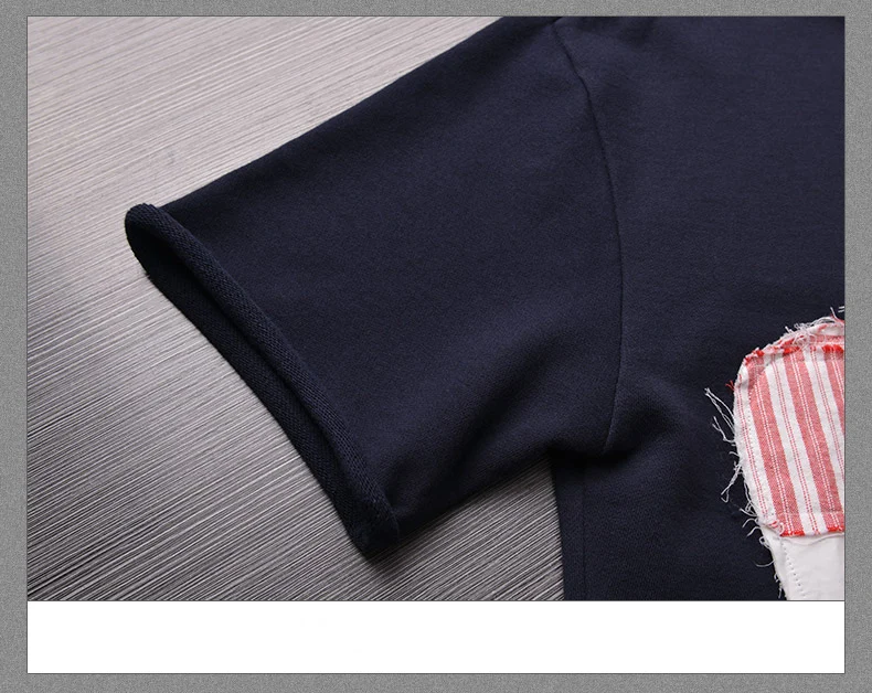 

2021 Fashion TB THOM Brand T-Shirt Men Patch Hole Loose Men's Clothing Hip Hop Summer Bat Sleeve Cotton Patchwork Shirts