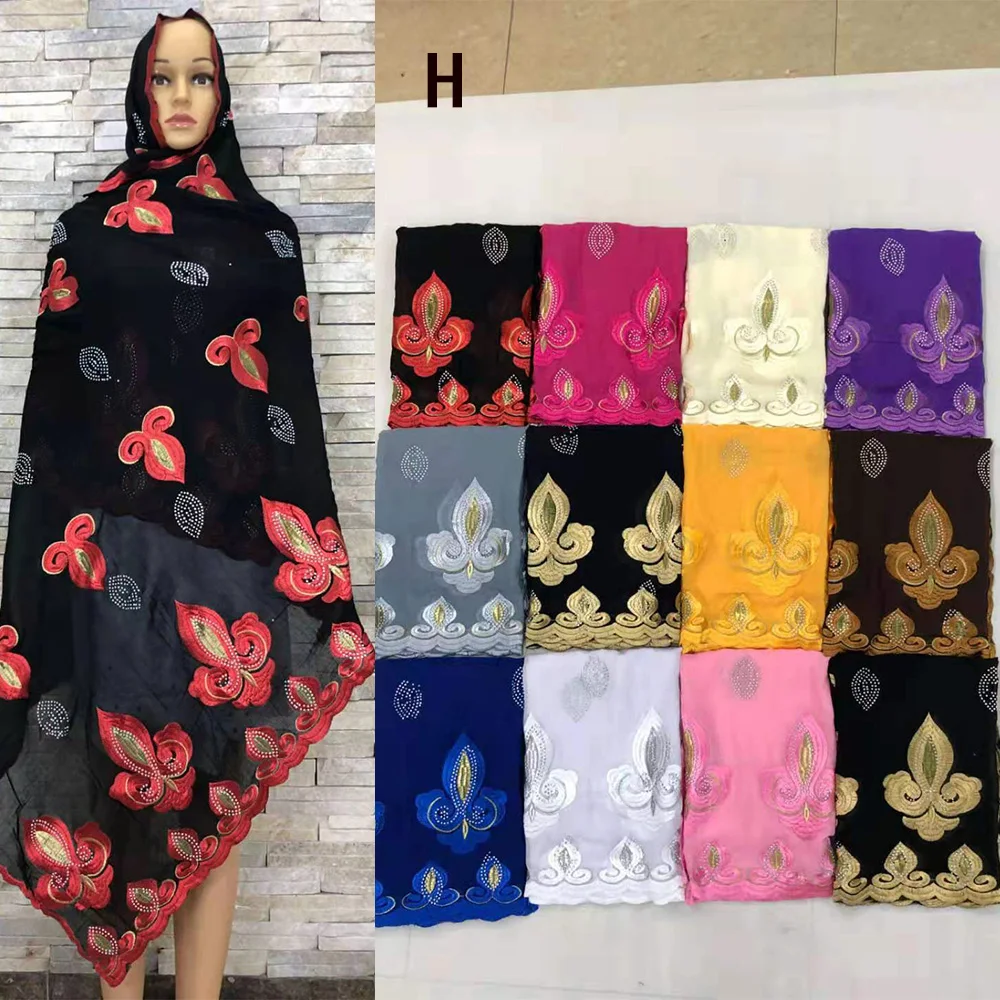 

1 дюжина, Искусственный шарф, африканские женские шарфы, головной платок, туркуш, индийский, арабский, фуляр, хлопковый хиджаб с вышивкой