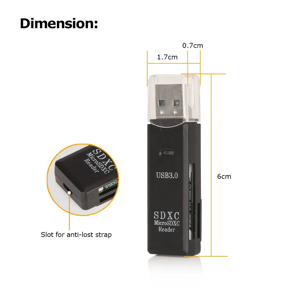 Устройство для чтения карт памяти 2 в 1 079UK до 128 ГБ USB 3 0 TF SD/Micro SD/SDHC/SDXC|Кабели