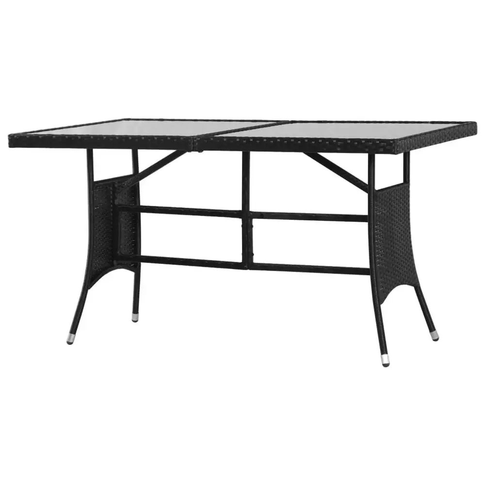 

【USA Warehouse】Garden Table Black 55.1"x31.5"x29.1"Poly Rattan