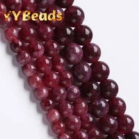 natural dark red garnet jade beads smooth round loose stone beads for jewelry making diy bracelet accessories 6 8 10mm 15 inch