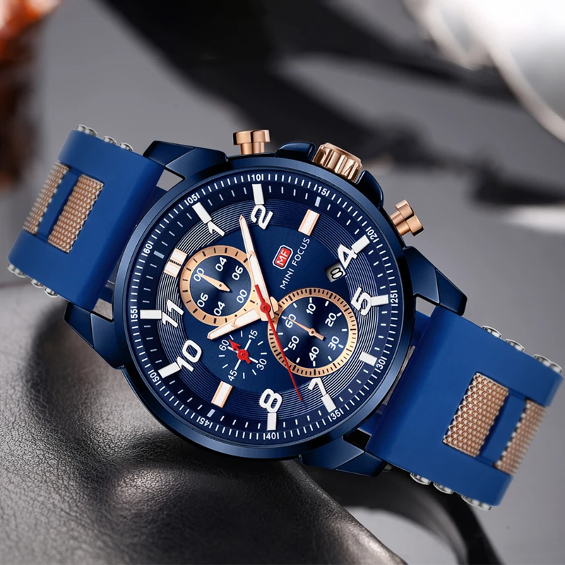 Наручные часы MINI FOCUS мужские водонепроницаемые Модные Роскошные Брендовые