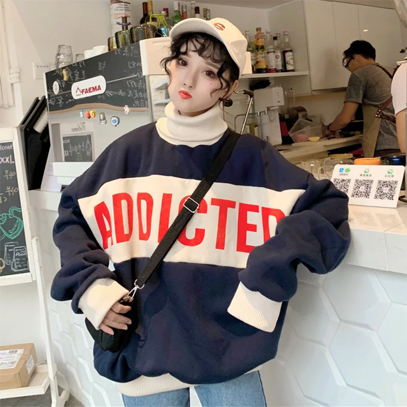 

Женский свитер с флисовой подкладкой Waitmore, модное свободное утепленное пальто в Корейском стиле, зима 2021