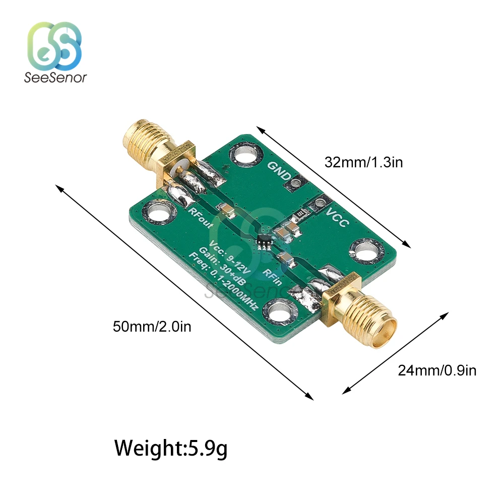 Модуль усилителя 0 1-2000 МГц 32 дБ широкополосный низкий уровень шума высокая