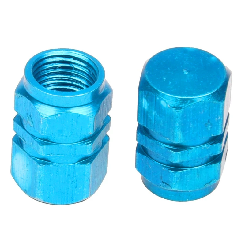 

4X Tire Wheel Rims Stem Air Valve Caps Tyre Cover Car Truck Bike Blue Aluminum