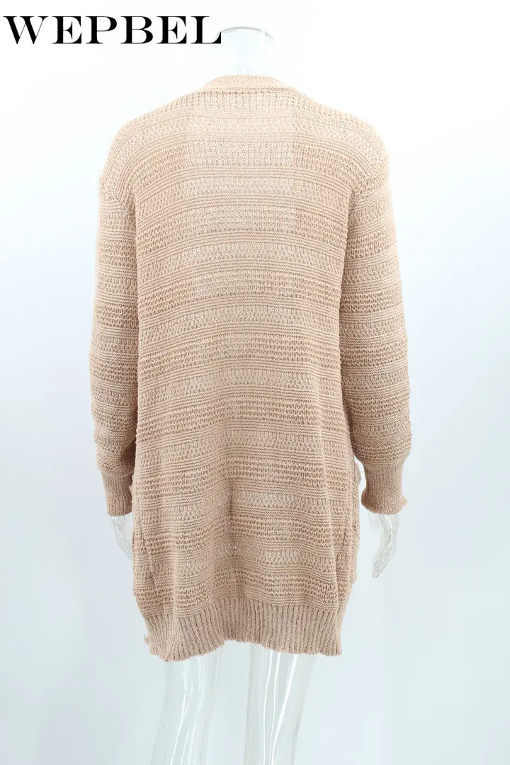 

WEPBEL Women Casual Long Sleeve Loose Sweater Knitted Cardigan Long Coat Jacket Outwear