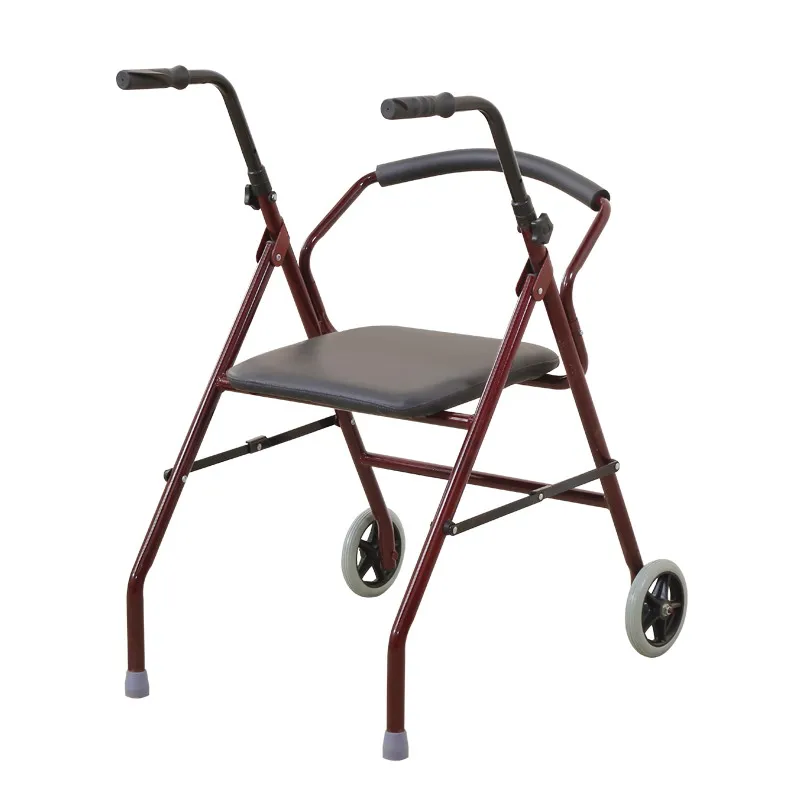 Elderly Trolley With Seat, 2-Wheeled Folding Shopping Cart For Seniors, Assist In Walking