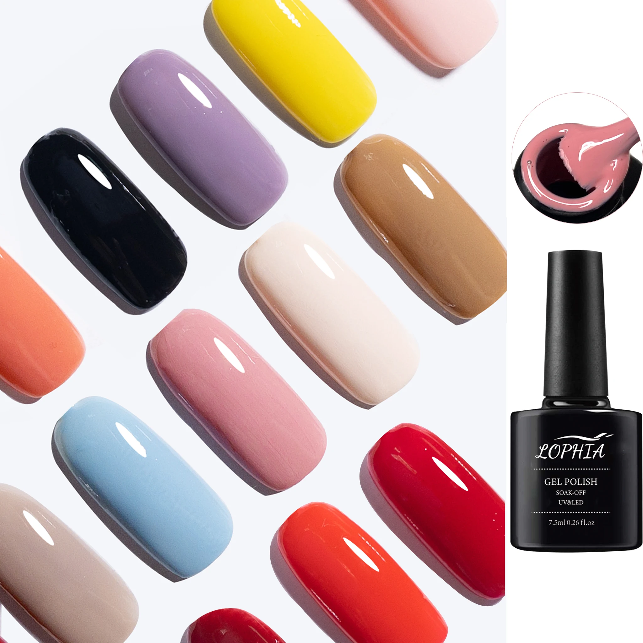 

LOPHIA 7.5ml Gel Nail Polish Semi Permanent set Nail Varnish nail supplies for professionals Nail Art Manicure brown top coat