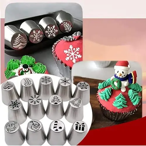 

15 pcs Stainless Steel Christmas Decorating Mouth Set Baking Cake Tool Decoration Kitchen DIY Accessories