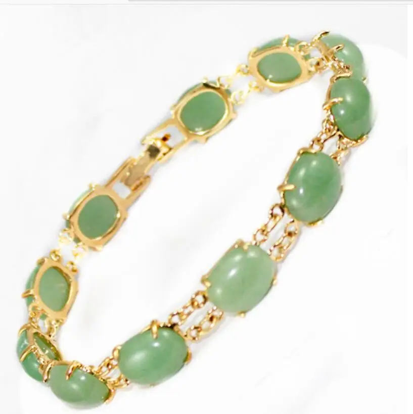 Браслет из тибетского зеленого драгоценного камня ручной работы 7 5 дюйма