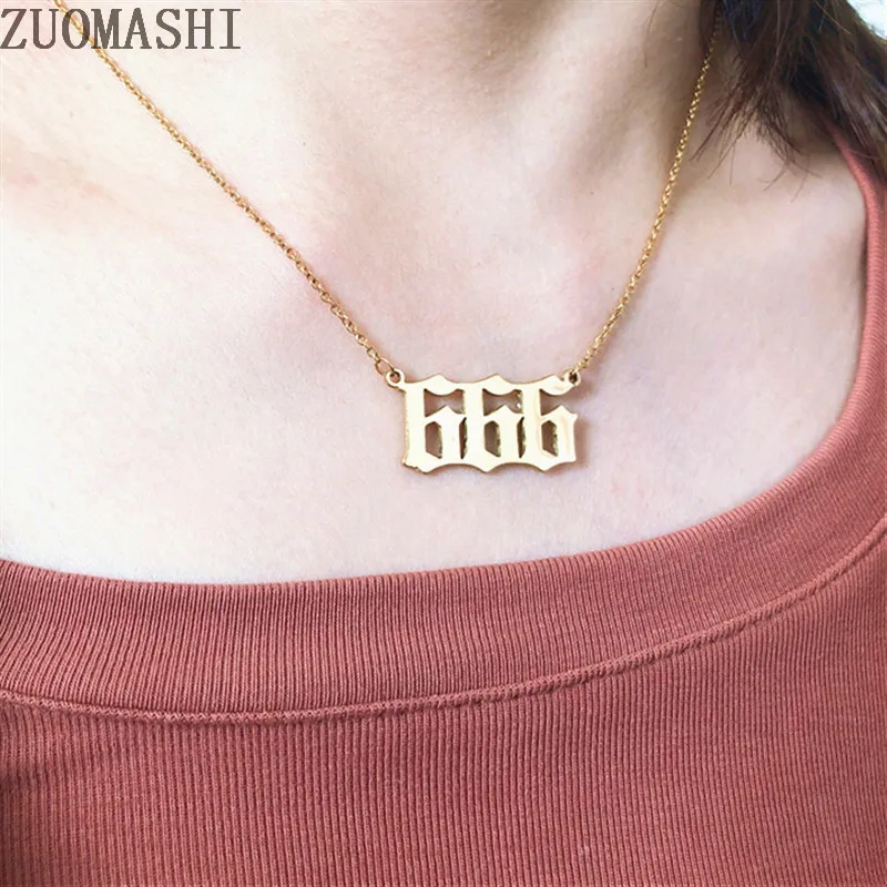 666 старинных английских цифр ожерелье BFF игра подарок для счастливого Нового года