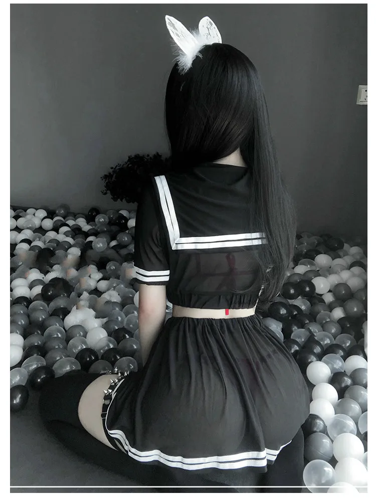 

Sexy Hot Passion Suit Blood Drop Uniform Temptation Tease Transparent Student Sailor Suit Kawaii Lingerie Schoolgirl Costume AD4